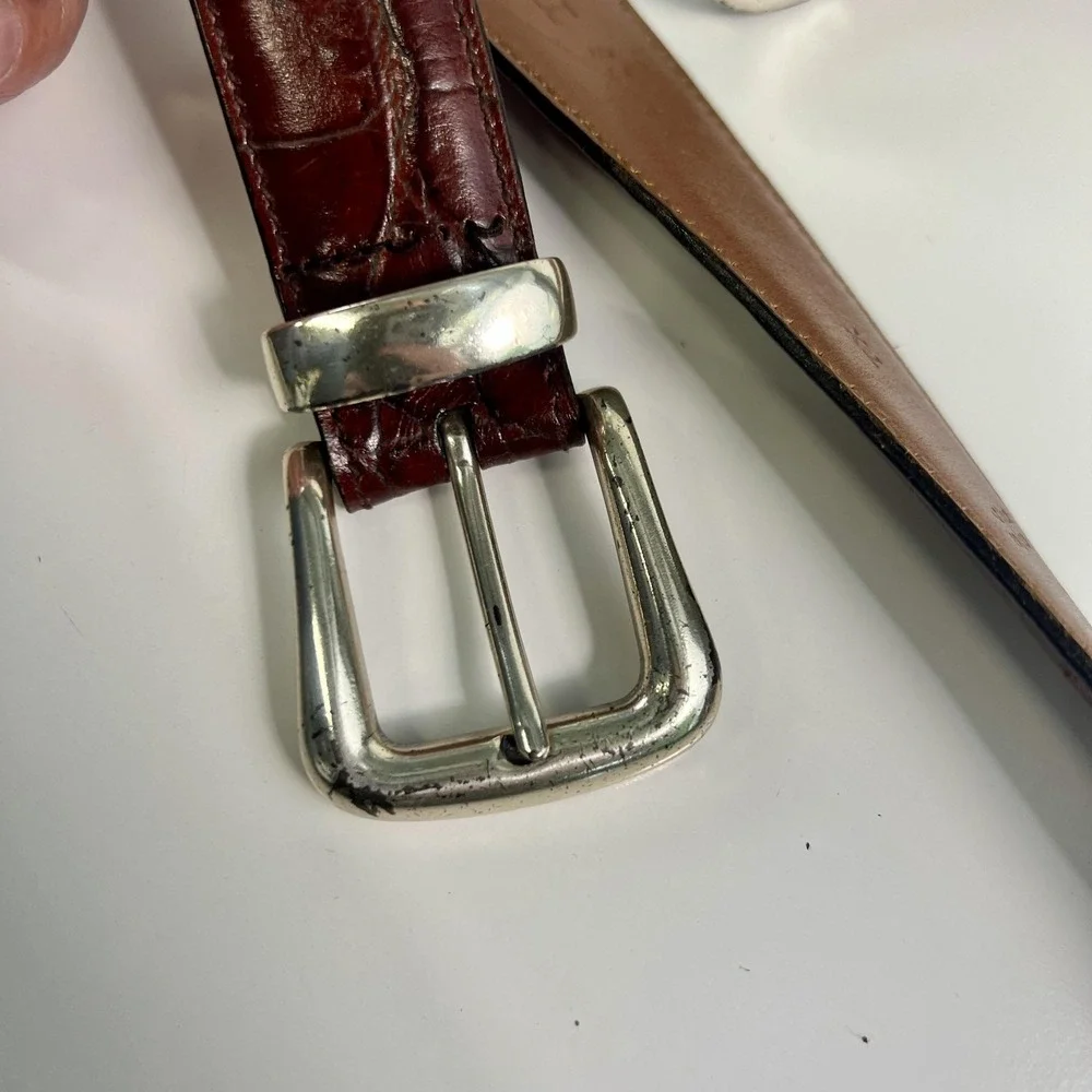 Trafalgar Belt Mens 32 Brown Croc Embossed Leather Western Dress Buckle USA
